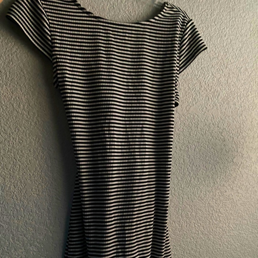 Teeze Me Black And White Striped Bodycon Dress